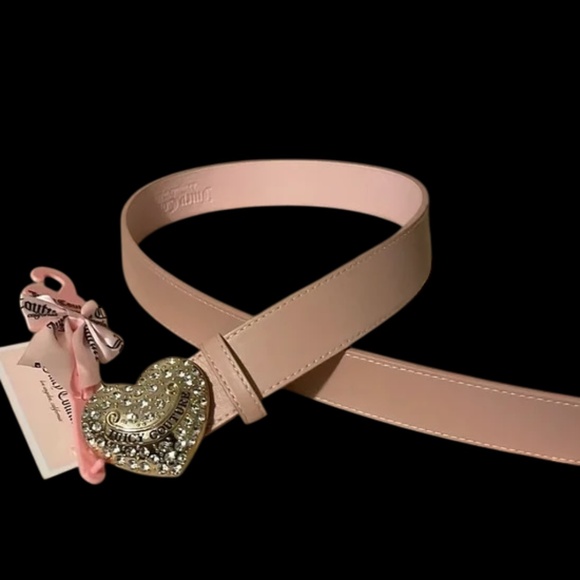 Juicy Couture Pink Faux Leather Belt Crystal Heart Buckle Coquette Cowgirl NWT - Picture 5 of 10